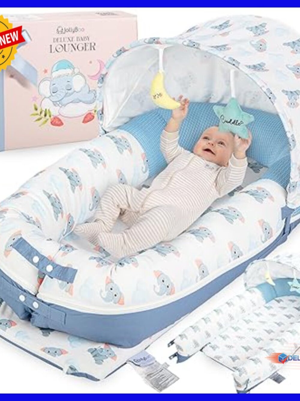 Infant Lounger Pillow 0-24 Months Bamboo Cotton Portable Baby Nest